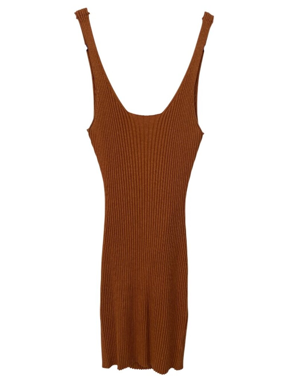 Promesa Mini Dress Medium Ribbed Knit Twist Back Sleeveless Stretch Rust Orange